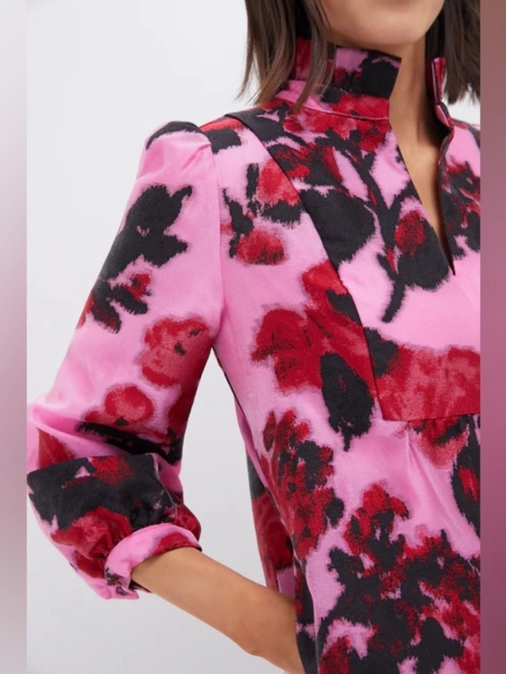 Tuckernuck Palmerston Red Rose Back Pink Jaquard Dress - Picture 2 of 7